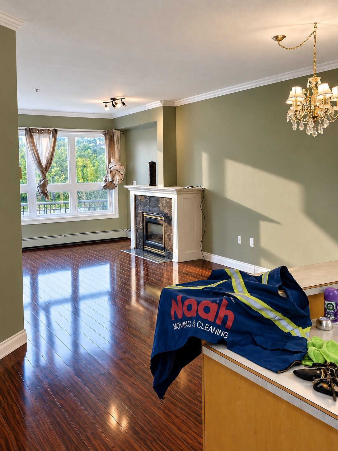 Noah Moving & Cleaning protective blankets placed over household furniture